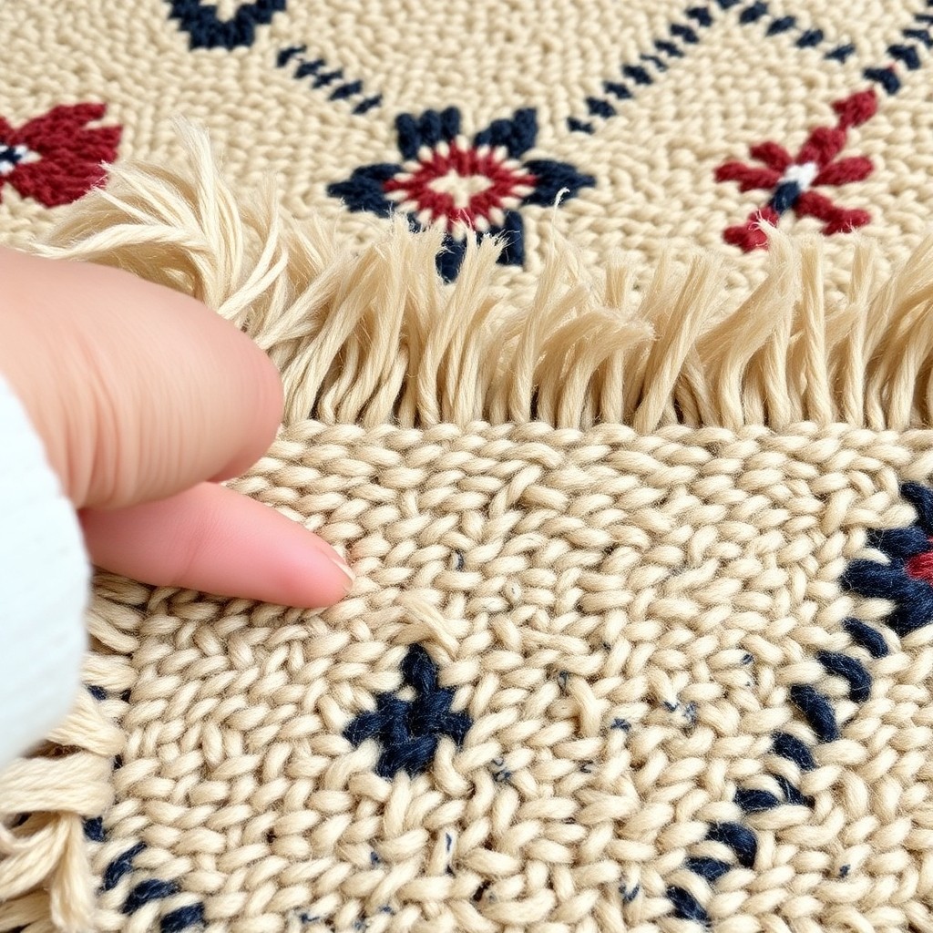 Close-up of handcrafted Berber rug showing natural wool, organic dyes, and traditional motifs